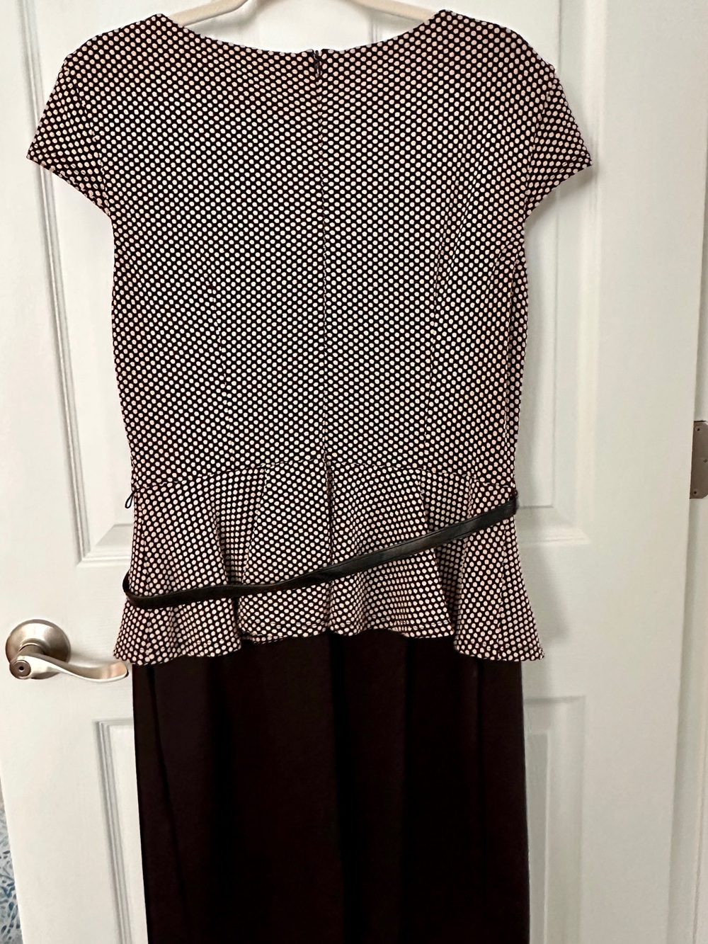 connected apparel Black and White Polka Dot Dress with Belt - Picture 2 of 4
